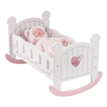 Wooden Doll Cradle Rocking Baby Doll Crib Reversible Doll Bed for Girls Fits 18 Inch Dolls