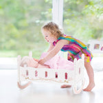 Wooden Doll Cradle Rocking Baby Doll Crib Reversible Doll Bed for Girls Fits 18 Inch Dolls